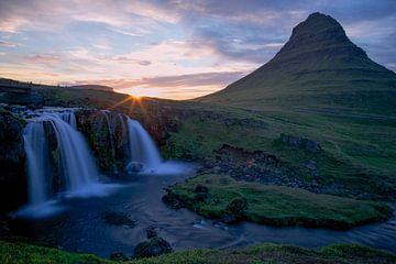 Sunset at Kirkjufell waterfall, Snaefellsnes, Iceland by Pep Dekker