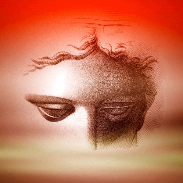 The Lady and the Sea in Warm Colours by Mad Dog Art