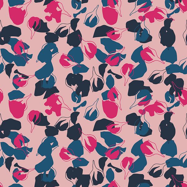 Flower market Oslo. Nordic blossom in pink and blue. by Dina Dankers