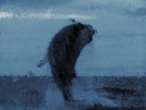 Springende Walvis im stil 'Deep Blue'