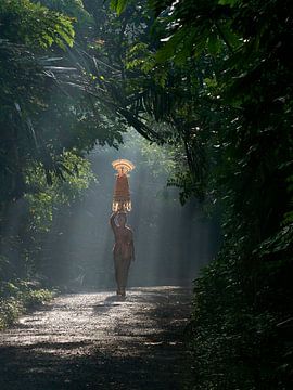 Op weg naar ceremonie op Bali van Joanne de Graaff