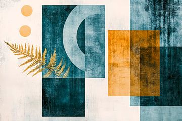 Composition abstraite avec fougère et géométrie sur Poster Art Shop