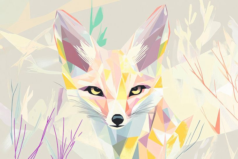 Fuchs in sanften Farben – Geometrisch abstrakt von Poster Art Shop