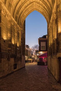 Onder de Dom met zicht op de Servetstraat in Utrecht