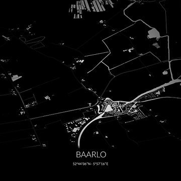 Zwart-witte landkaart van Baarlo, Limburg. van Rezona