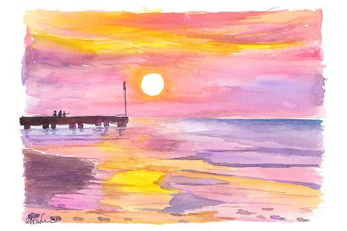 Italie Adriatic Beach Pier le matin