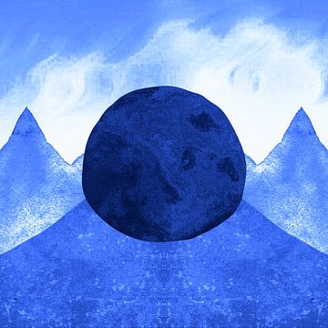 Mond und Indigo Berge von Mad Dog Art