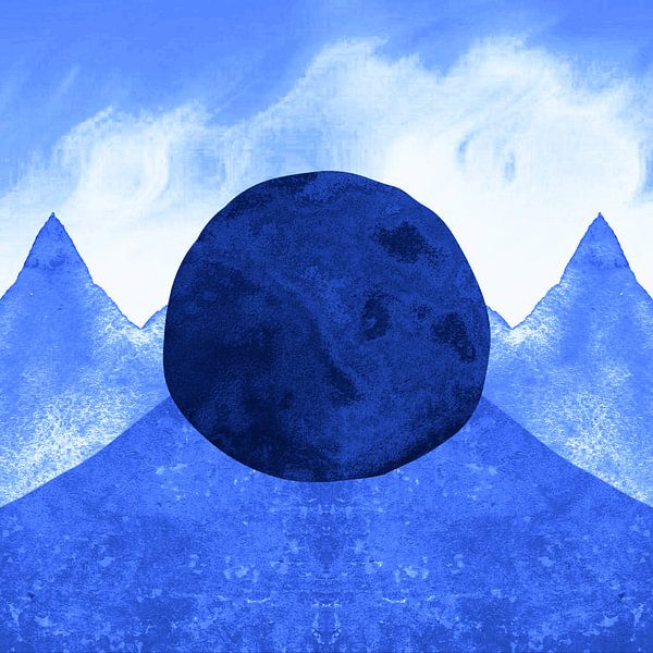 Moon and Indigo Mountains by Mad Dog Art