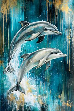 Dauphins sautant dans l'océan turquoise sur Imperial Art House