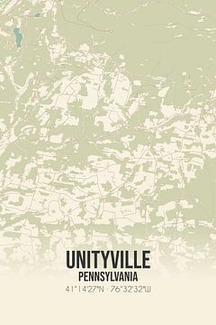 Carte ancienne d'Unityville (Pennsylvanie), USA. sur Rezona
