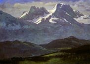 Albert Bierstadt, Zomersneeuw op de toppen of met sneeuw bedekte bergen van Atelier Liesjes thumbnail