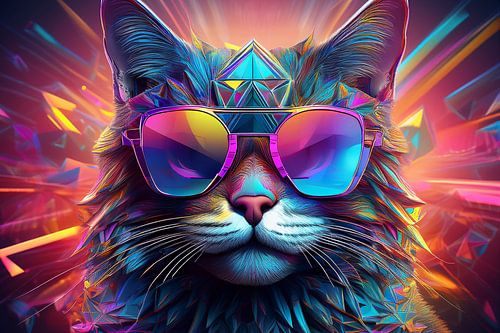 Kat met zonnebril