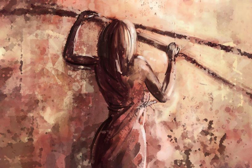 Bordeaux red lady with cord by Emiel de Lange