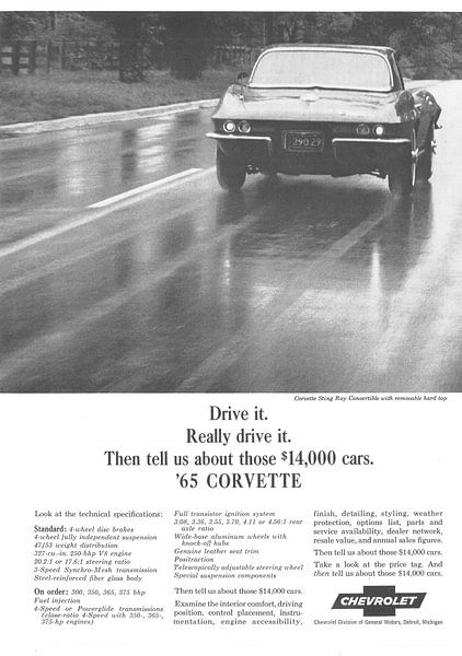 Art vintage print 1965 CORVETTE! by Jaap Ros