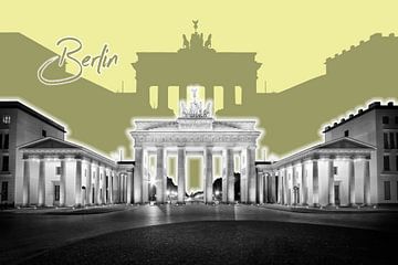 BERLIJN, de Brandenburger Tor | Graphic Art | geel van Melanie Viola