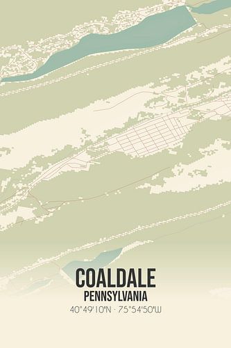 Alte Karte von Coaldale (Pennsylvania), USA.