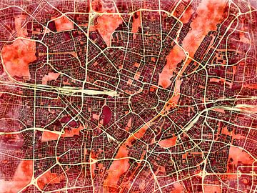 Kaart van München in de stijl 'Amber Autumn' van Maporia