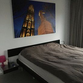 Customer photo: Resistance monument and Dom tower in Utrecht (2) by Donker Utrecht, on canvas