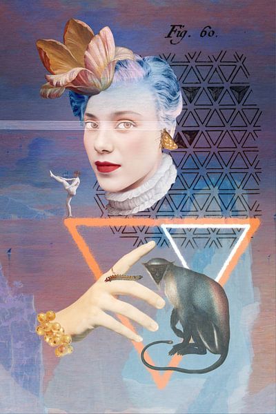 Trinity (1 of 4) greyish blues &amp; peach by Blikstjinder by Betty J