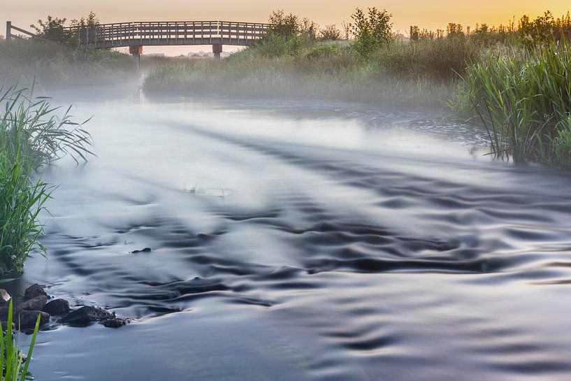 De vistrap op de voorgrond van het landschap van de Hunze van Karin Broekhuijsen