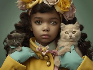 Kunstporträt "Ich und meine Katzen"