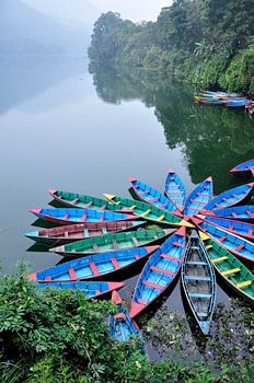 Canoës à Pokhara, Népal
