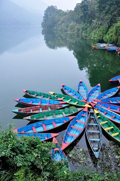 Canoes in Pokhara, Nepal by Herman Coumans