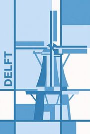 Le moulin « De Roos » en bleu de Delft