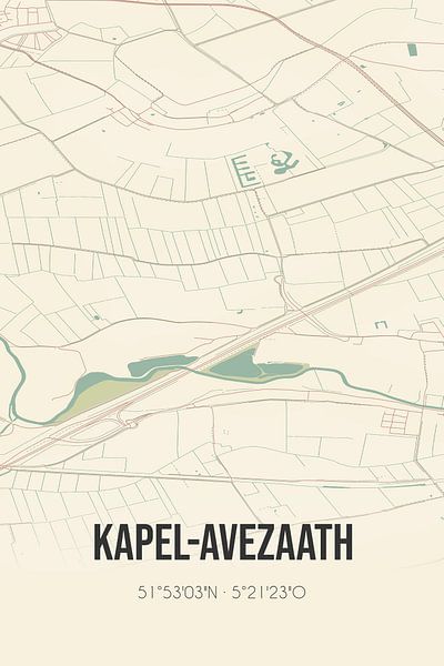 Vintage map of Kapel-Avezaath (Gelderland) by Prints of Place