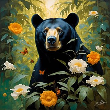 Jungle Flora Surrealism: Sun Bear by Mellow Art