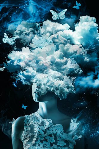vrouw met vlinders