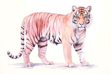 Tijger in roze van Uncoloredx12