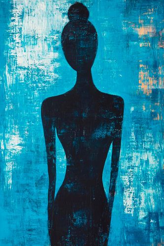 Eenzaam silhouet in blauw