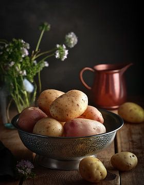 Rustiek stilleven met aardappelen van Martin Mol