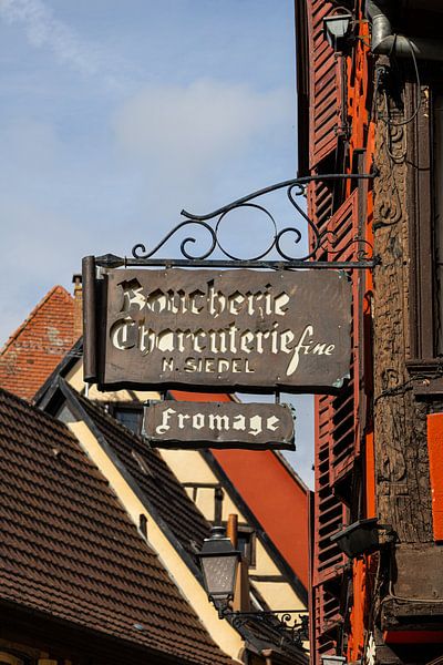 Boucherie Charcuterie signboard in Ribeauvillé in Alsace in France by André Blom Fotografie Utrecht