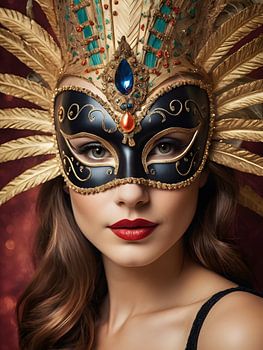 Eine Frau mit einer Karnevalsmaske