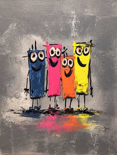 Colourful Figures | Friends in Colorful Joy by ARTEO Paintings