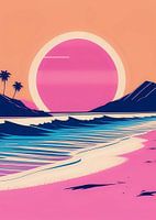 Vaporwave Rosa Sonnenuntergang