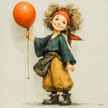 fille avec ballon sur Gelissen Artworks
