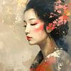 Portrait avec fleurs et kimono : Portraits japonais modernes et classiques sur Studio Pieternel