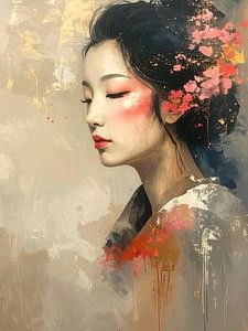 Porträt mit Blumen und Kimono: Moderne klassische japanische Porträts