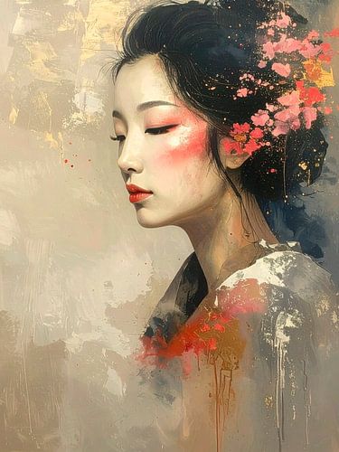 Porträt mit Blumen und Kimono: Moderne klassische japanische Porträts