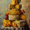 Tableau représentant une adorable souris sur une tour de fromage sur But First Framing