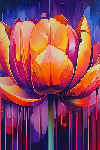 Farbenfrohe Tulpe in moderner abstrakter Kunst