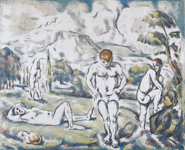 Paul Cézanne, Die Baders, 1898, Lithographie von Atelier Liesjes