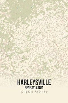 Vintage landkaart van Harleysville (Pennsylvania), USA. van Rezona