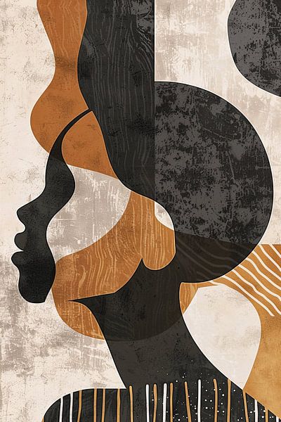 Abstrakte Silhouette in Erdtönen und Monochrom von Art & Soul Creations