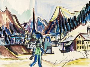 Ansicht von Davos (Landschaft bei Davos im Winter), ERNST LUDWIG KIRCHNER, Um 1925