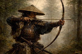 Samurai met een yumi-boog – Japanse kunstcollectie