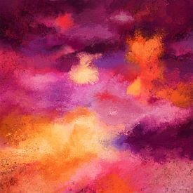 Lila-Orange-Abstrakt von Maria Meester